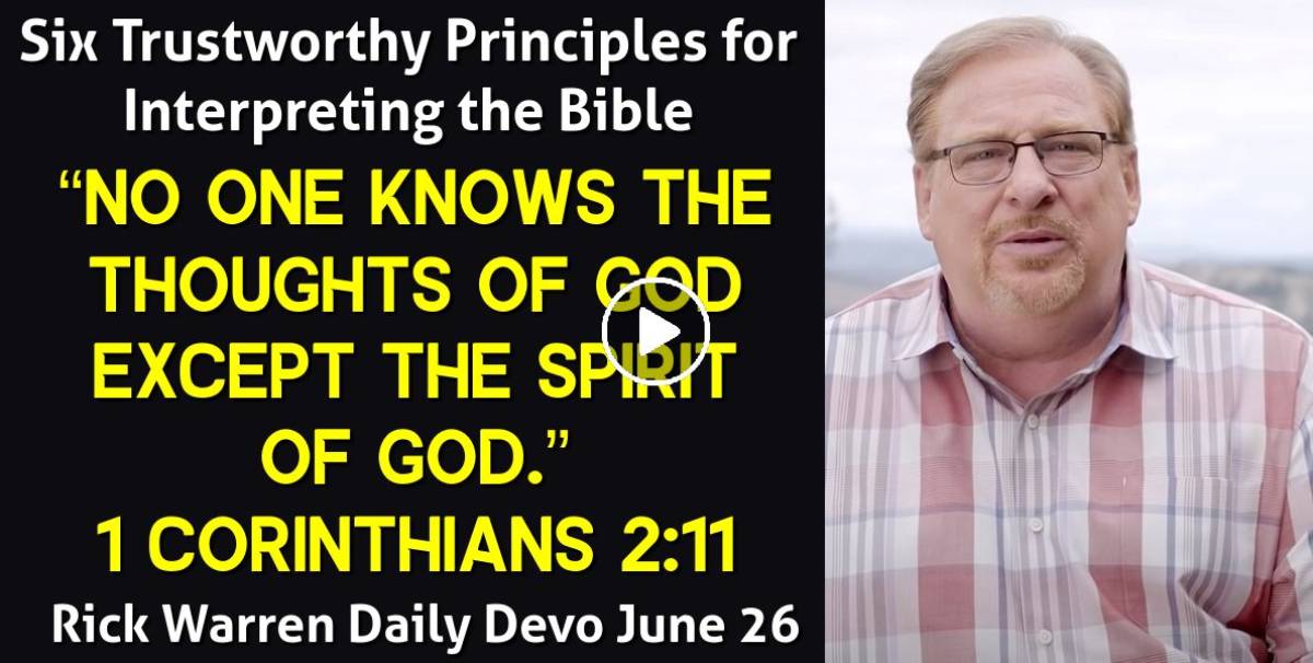 Rick Warren (June-26-2024) Daily Devotional: Six Trustworthy Principles ...